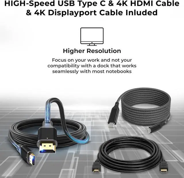 Alt view image 5 of 7 - Lenovo 40AN0135US Thunderbolt 3 Dock - Gen 2 Dual UHD 4K Display with 135W Power Adapter, Thinkpad Lenovo Docking Station Dual Monitor with HDMI, DisplayPort, Thunderbolt Cable, Cloth