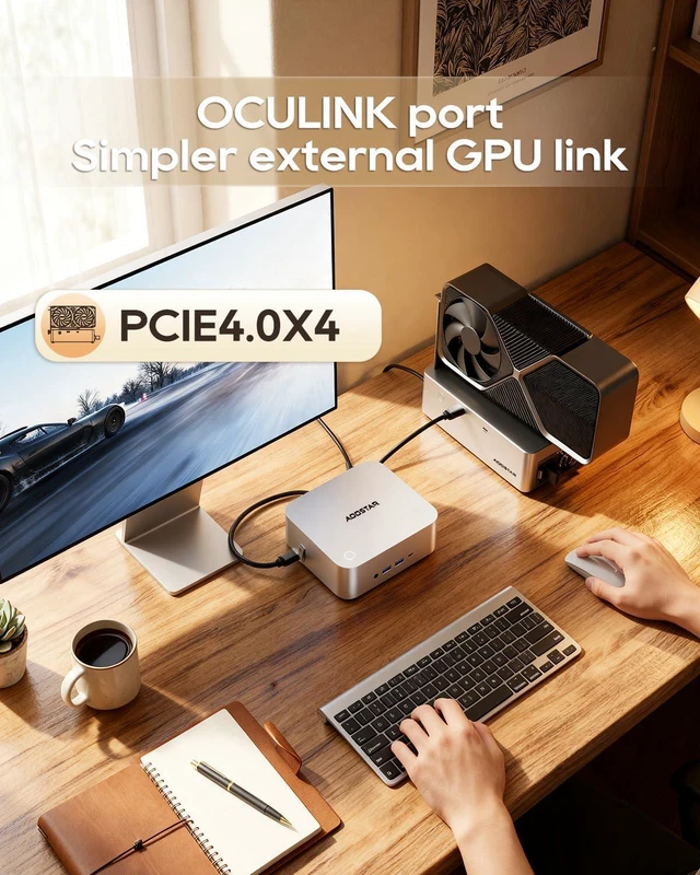 Alt view image 5 of 7 - MACO Ryzen 7 6850H Mini PC (up to 4.7GHz) 24GB LPDDR5 RAM + 1TB PCIe4.0 NVMe SSD, 3×M.2 Slots, Dual 2.5G LAN, Dual USB4, OCuLink, 4-Screen 4K Display