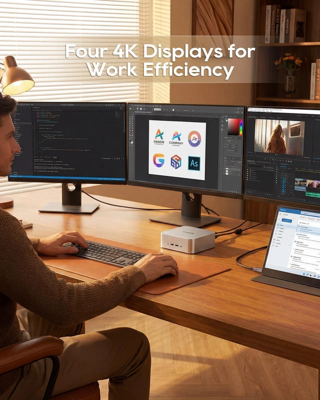 Alt view image 6 of 7 - MACO Ryzen 7 6850H Mini PC (up to 4.7GHz) 24GB LPDDR5 RAM + 1TB PCIe4.0 NVMe SSD, 3×M.2 Slots, Dual 2.5G LAN, Dual USB4, OCuLink, 4-Screen 4K Display