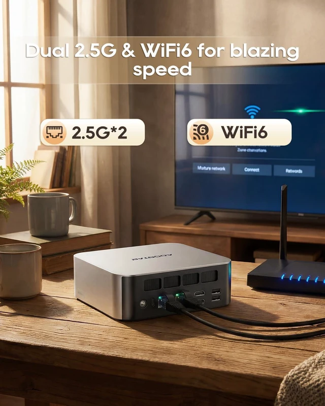 Alt view image 7 of 7 - MACO Ryzen 7 6850H Mini PC (up to 4.7GHz) 24GB LPDDR5 RAM + 1TB PCIe4.0 NVMe SSD, 3×M.2 Slots, Dual 2.5G LAN, Dual USB4, OCuLink, 4-Screen 4K Display