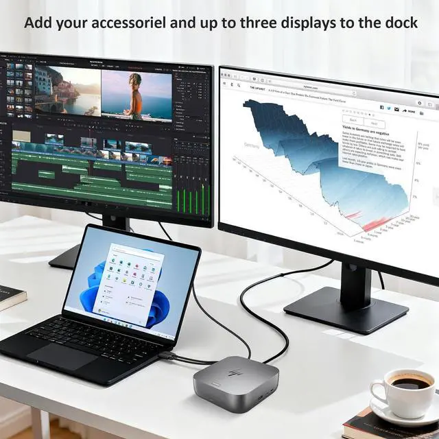 Alt view image 7 of 7 - HP Docking Station for Laptop Dual Monitor and Charging Bundle - HP Thunderbolt 4 Ultra 180W G6 Dock with 180W AC Adapter, HDMI & DP Cable & USB-C Cable
