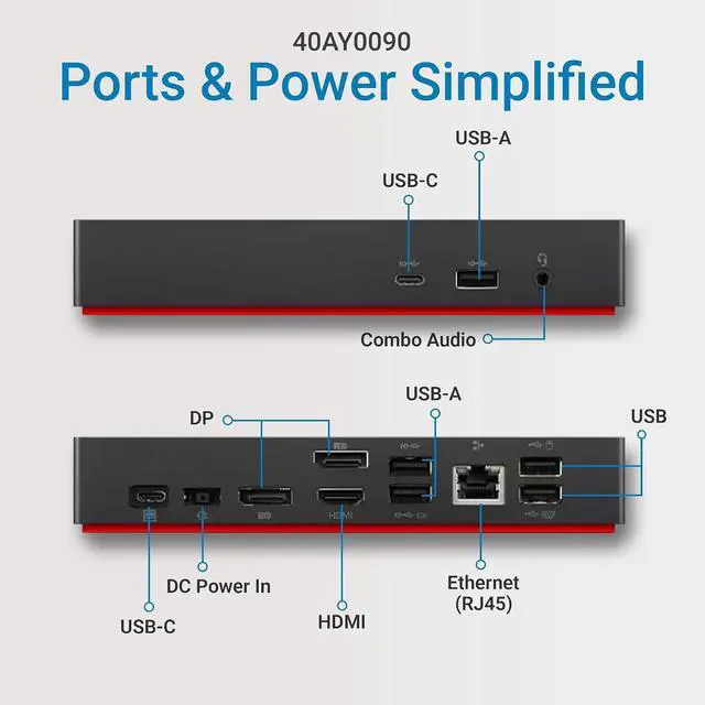 Alt view image 3 of 6 - 40ay0090-40ay0090us Thinkpad Docking Station, Think pad Dock Station, Universal USB-c Dock