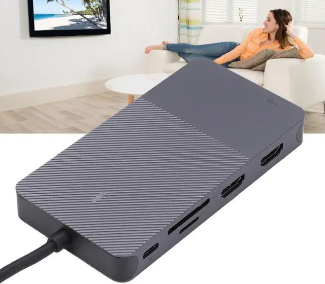 Alt view image 6 of 7 - USB 3.0 Docking Station, 2 HD Ports VGA Port 2 USB 3.0 Ports LAN Port .5mm Jack Card Reader, with C OTG Converter for Laptop Pro XPS OS
