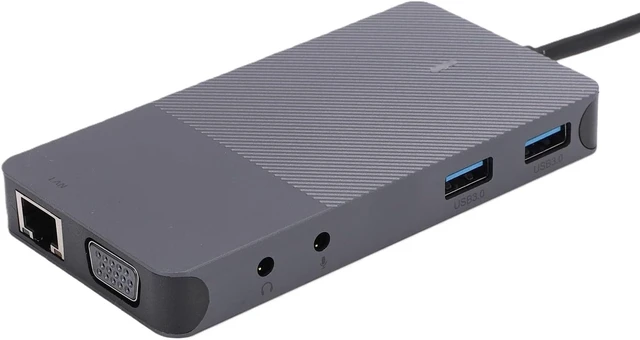 Alt view image 2 of 7 - Luocute USB 3.0 Docking Station, Aluminum Alloy USB C Hub with 2 Ports VGA Gigabit Ethernet 2 3.0 Ports Card Reader, Laptop Docking Station with Type C OTG Converter
