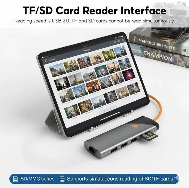 Alt view image 7 of 7 - USB-C Docking Station,Type-C Hub with 4K@60Hz HDMI, 3 USB 3.0 Ports, Gigabit Ethernet, SD/TF Card Reader, 87W PD Charging, Compatible with HP, ThinkPad, Lenovo, MacBook Pro (8-in-1)
