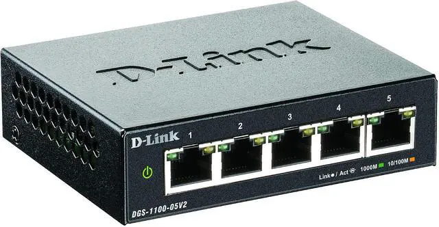 Alt view image 2 of 3 - D-Link DGS-1100-05V2 Managed Smart Switch, 5 Gigabit Ports, VLAN Support, Layer 2 Functionality, QoS, 802.3az EEE, Fanless