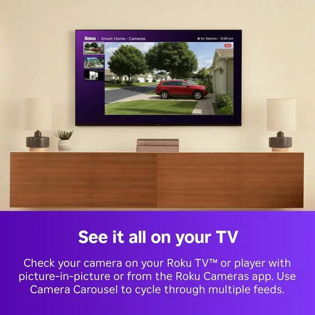 Alt view image 4 of 7 - Roku Battery Camera for Home Security - New Weather-Resistant Indoor & Outdoor Wireless Camera & Pet Monitor with 1080p HD & Two-Way Audio - Rechargeable, Motion Detection & Wi-Fi