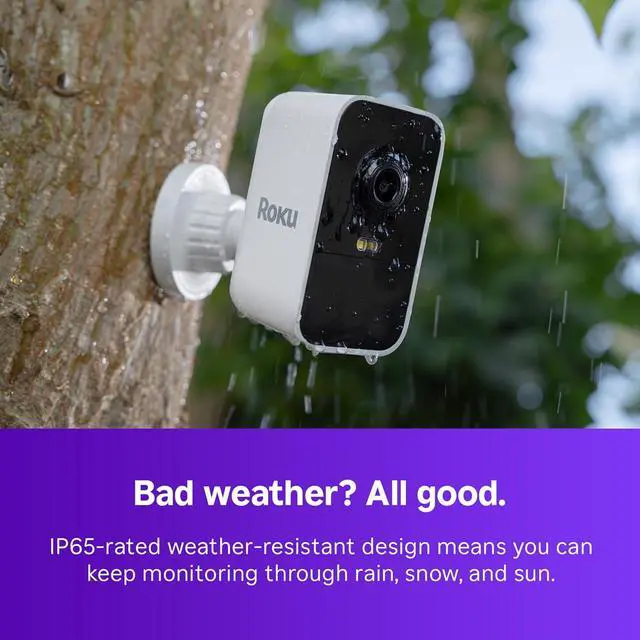 Alt view image 5 of 7 - Roku Battery Camera for Home Security - New Weather-Resistant Indoor & Outdoor Wireless Camera & Pet Monitor with 1080p HD & Two-Way Audio - Rechargeable, Motion Detection & Wi-Fi