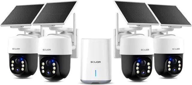 Main image of SOLIOM Security Cameras Wireless Outdoor,4K Ultra HD for Day and Night, No Subscription,Built in Radar,Solar Powered Cameras for Home Security, 360° Pan Tilt Auto Tracking,5G & 2.4G WiFi, 4-Cam Kit