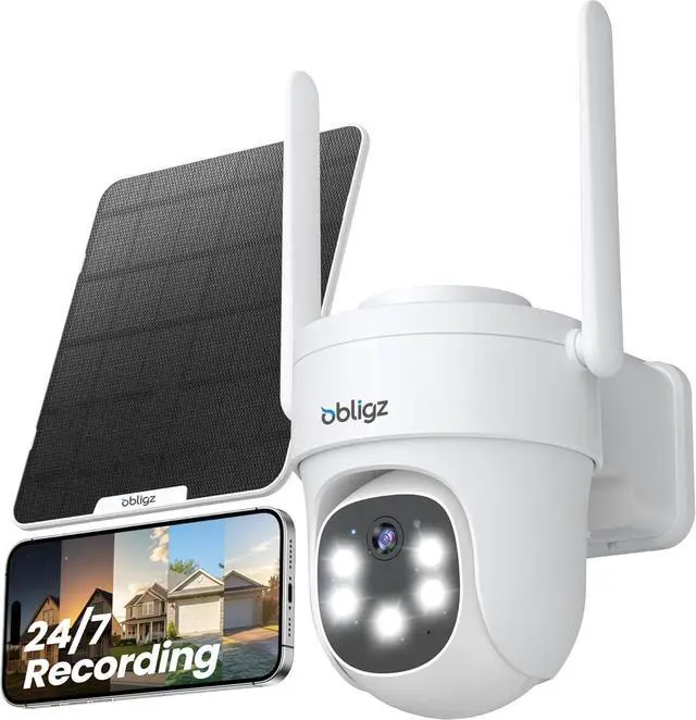 Alt view image 3 of 7 - Security Cameras Wireless Outdoor with 6W Solar Panel,24/7 Continuous Recording Cameras for Home Security, WiFi 6,Auto Tracking,2k Color Night Vision with 360°PTZ(4 Pack)