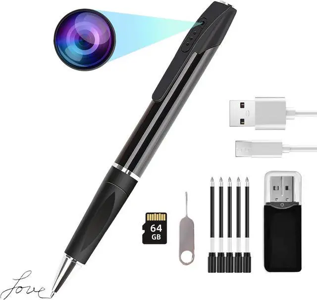 Alt view image 2 of 6 - Mini spy Camera Pen Hidden HD1080p 64GB Memory Micro Body Cameras Button camaras espias ocultas no WiFi Needed Tiny Hidden Cam Secret Camera with Video Recording Nanny for Home Security