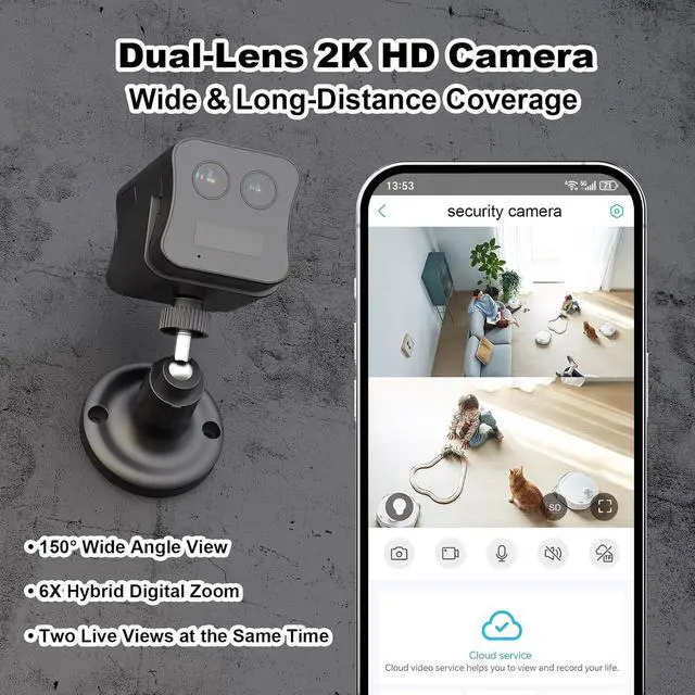 Alt view image 5 of 7 - 4G LTE Cellular Security Camera No WiFi Need, Dual Lens 2K Cam, PIR Motion