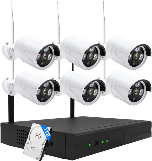 Main image of 3MP Wireless Security Camera System 6 Wi-Fi Bullet Cams + 10CH NVR, 15m IR Night Vision, IP66 Weatherproof, H.265, Plug-and-Play Indoor/Outdoor Surveillance, Mobile Alerts, Dual Storage