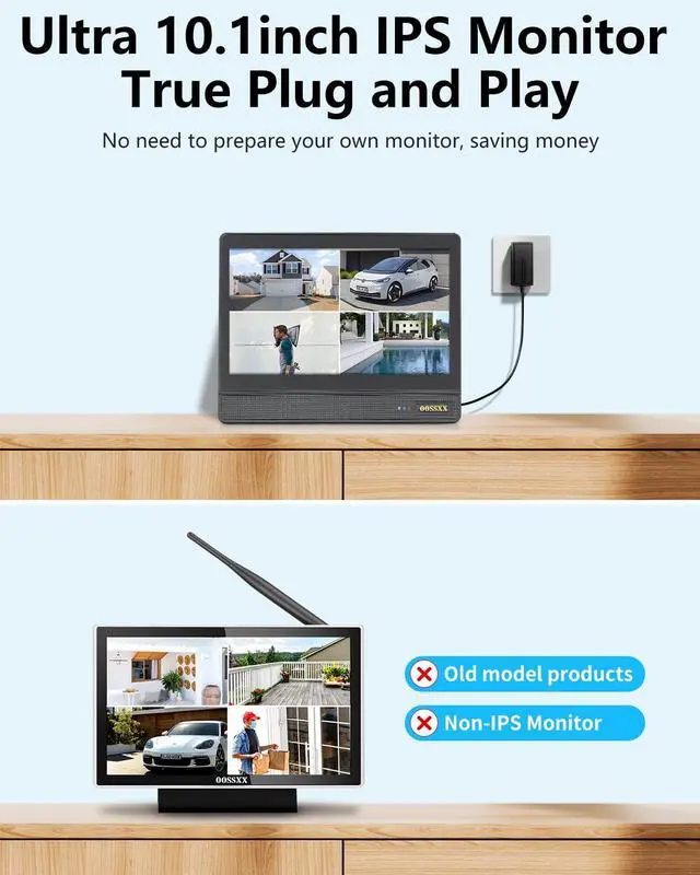 Alt view image 4 of 7 - (2026 New) 10CH Wireless NVR Recorder with 10.1" IPS Monitor No HDD, 5MP Dual-Band 2.4G/5.8G WiFi, Supports Wireless & Wired Cameras, 2-Way Audio, Free APP No Monthly Fee, Up to 8TB HDD