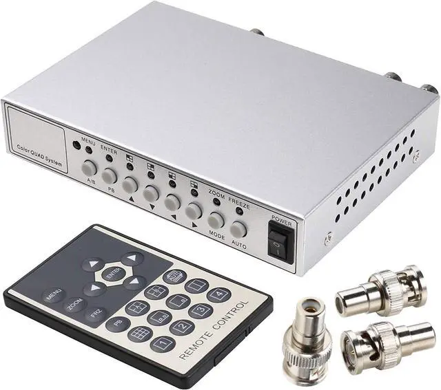Main image of UHPPOTE Color Quad System Security Video Splitter Camera Processor 2CH Remote Control with 3 BNC Connector Adapter