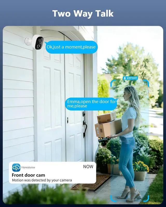 Alt view image 2 of 7 - (2026 Updated) 2.5K 4MP Security Cameras Wireless Outdoor 2 Pack, Battery Powered, Dual-Band WiFi, AI Motion Detection, Color Night Vision, 2-Way Audio, IP66 Waterproof, Free App No Monthly Fee