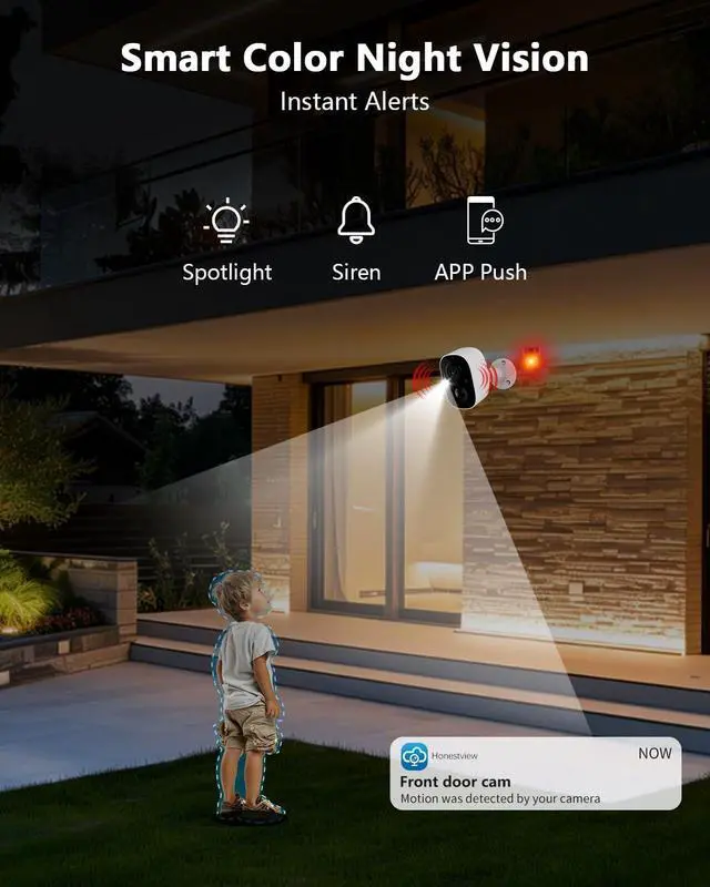 Alt view image 5 of 7 - (2026 Updated) 2.5K 4MP Security Cameras Wireless Outdoor 2 Pack, Battery Powered, Dual-Band WiFi, AI Motion Detection, Color Night Vision, 2-Way Audio, IP66 Waterproof, Free App No Monthly Fee