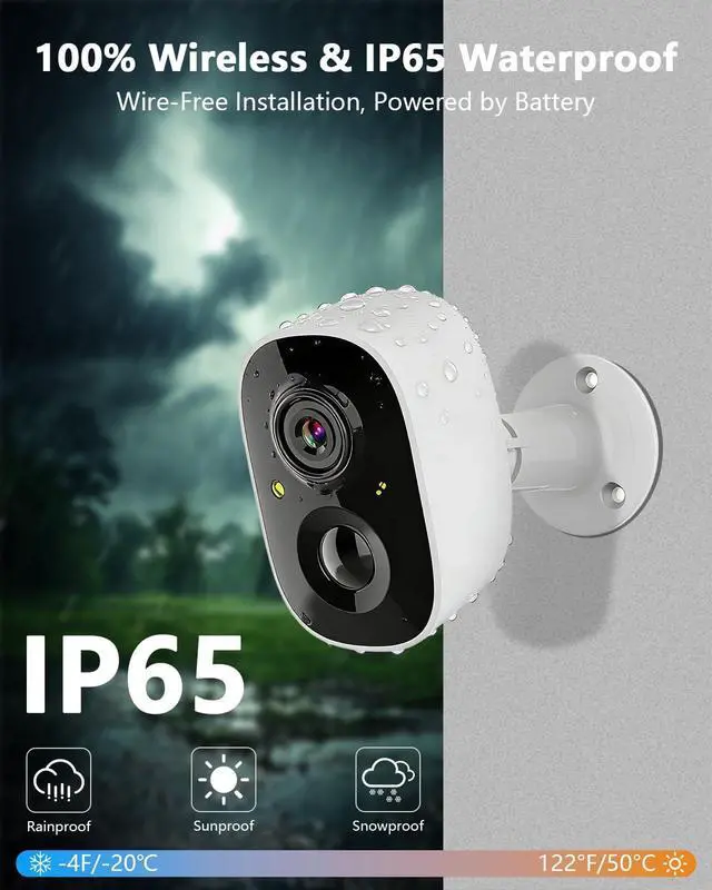 Alt view image 7 of 7 - (2026 Updated) 2.5K 4MP Security Cameras Wireless Outdoor 2 Pack, Battery Powered, Dual-Band WiFi, AI Motion Detection, Color Night Vision, 2-Way Audio, IP66 Waterproof, Free App No Monthly Fee