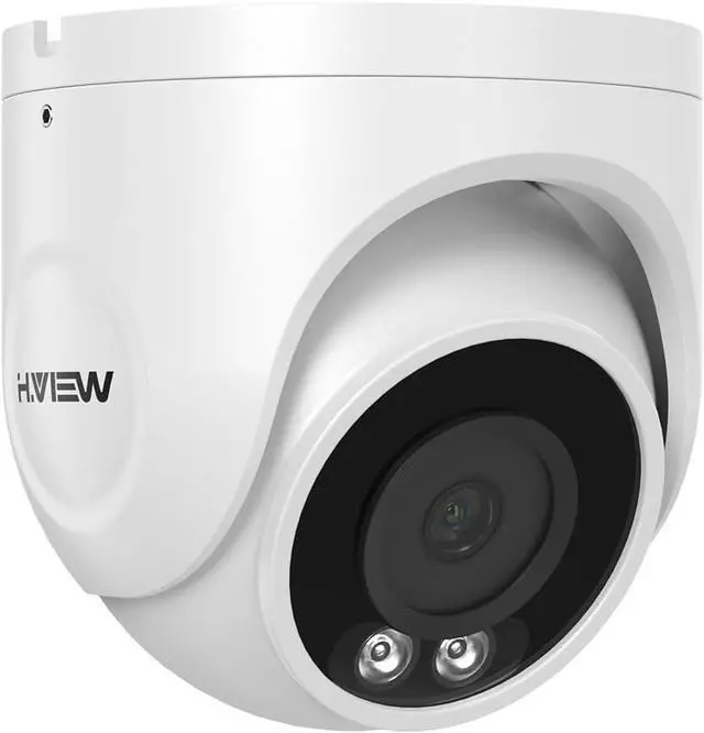 Main image of H.VIEW UltraHD 4K (8MP) Outdoor Security IP Turret PoE Camera, 3840x2160, 98ft NightVision, P67 Weatherproof, 100FT Smart Dual Light Color Night Vision, Built-in Mic,AI Human Motion Detection