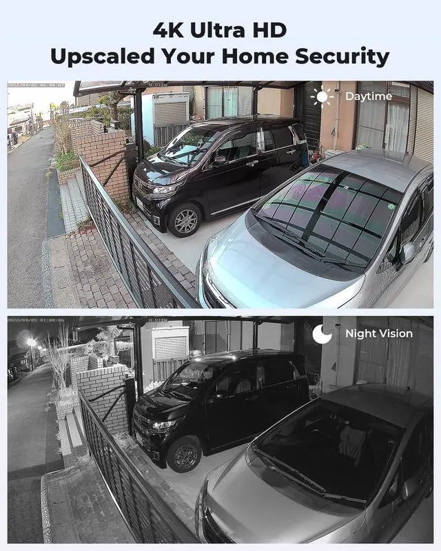 Alt view image 2 of 7 - H.VIEW UltraHD 4K (8MP) Outdoor Security IP Turret PoE Camera, 3840x2160, 98ft NightVision, P67 Weatherproof, 100FT Smart Dual Light Color Night Vision, Built-in Mic,AI Human Motion Detection