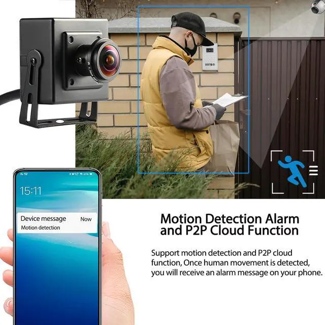 Alt view image 3 of 7 - Ultra HD 8MP Mini POE IP Camera,4K Small Indoor Security Camera Fisheye 1.7mm Lens 180° Viewing Angle P2P Remote View CCTV POE Fisheye Cam,H.265 Motion Detection (I706-3-P-HS82)