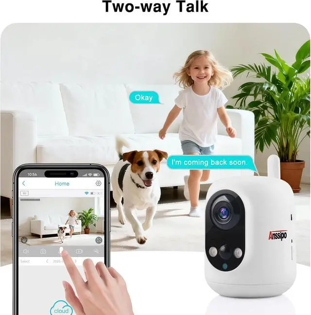 Alt view image 4 of 7 - Long Battery Life Indoor Cameras Wireless for Home Security, House Camera Battery Powered, 360°Pan Tilt Viewing, 2.4Ghz 2K Tiny WiFi Cameras, 2 Way Talk, Color Night Vision, AI Motion Detection
