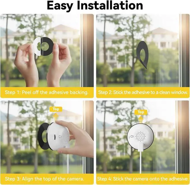 Alt view image 5 of 7 - Window Camera 2 Pack, 4MP Indoor Camera with Phone App, Dual-Band WiFi 6 Cameras for Home Security with Full Color Night Vision, AI Person & Motion Detection, 24/7 Recording, Compatible with Alexa