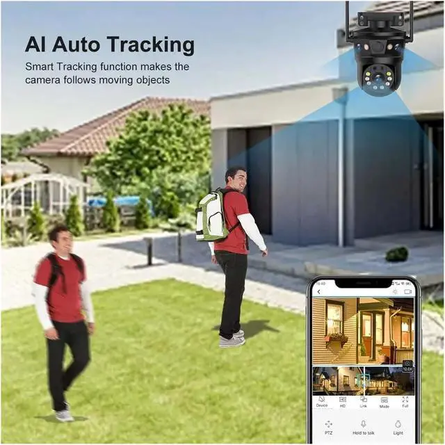 Alt view image 2 of 6 - 12MP WiFi IP Camera Three Len 8X Zoom Ai Motion Tracking PTZ Video Camera Waterproof Outdoor Security Protection Surveillance