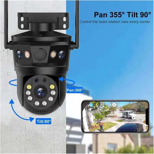 Alt view image 5 of 6 - 12MP WiFi IP Camera Three Len 8X Zoom Ai Motion Tracking PTZ Video Camera Waterproof Outdoor Security Protection Surveillance