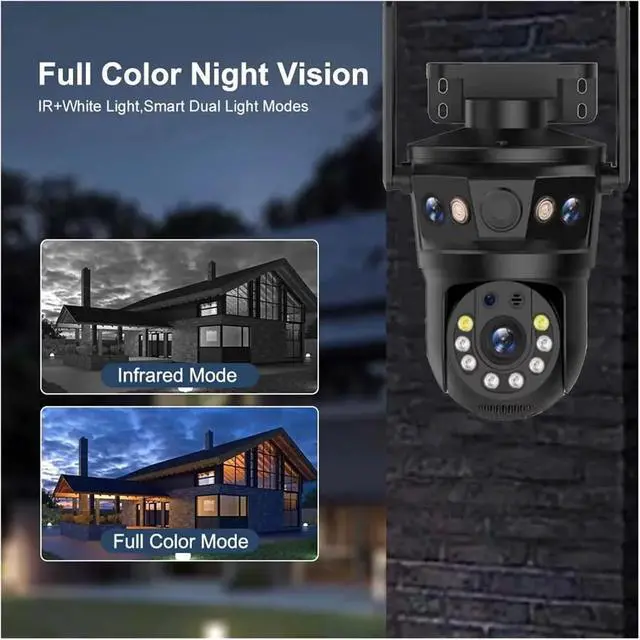 Alt view image 6 of 6 - 12MP WiFi IP Camera Three Len 8X Zoom Ai Motion Tracking PTZ Video Camera Waterproof Outdoor Security Protection Surveillance