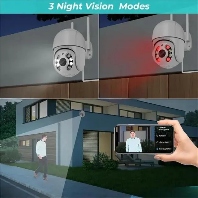 Alt view image 4 of 6 - 8MP 4K HD WiFi Camera with Auto-Tracking PTZ Network Camera Two-Way Audio Outdoor AI Detection Video Surveillance(US Plug,8MP Add 128G Card)