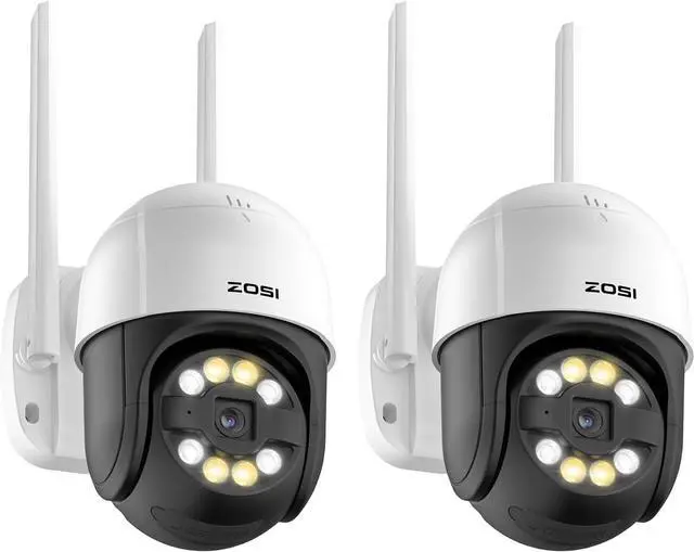 Main image of ZOSI 2Pack 2K WiFi Pan/Tilt Security Cameras, 3MP Plug-in Outdoor Home Cam