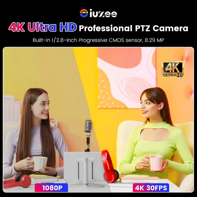 Alt view image 3 of 7 - 4K UHD PTZ Camera AI-Auto Tracking, 20X Optical Zoom, USB3.0/HDMI/LAN PoE, IP Live Streaming, PTZ Conference Room Camera for Church Services Education Conference Events, Work with YouTube OBS