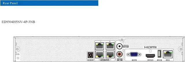 Alt view image 3 of 4 - Titanium ED9304H5NV-4P-3NB 4CH 4K NVR 4POE 40/40Mb Incoming Bandwidth HDMI/VGA Audio 1 SATA NDAA Compliant