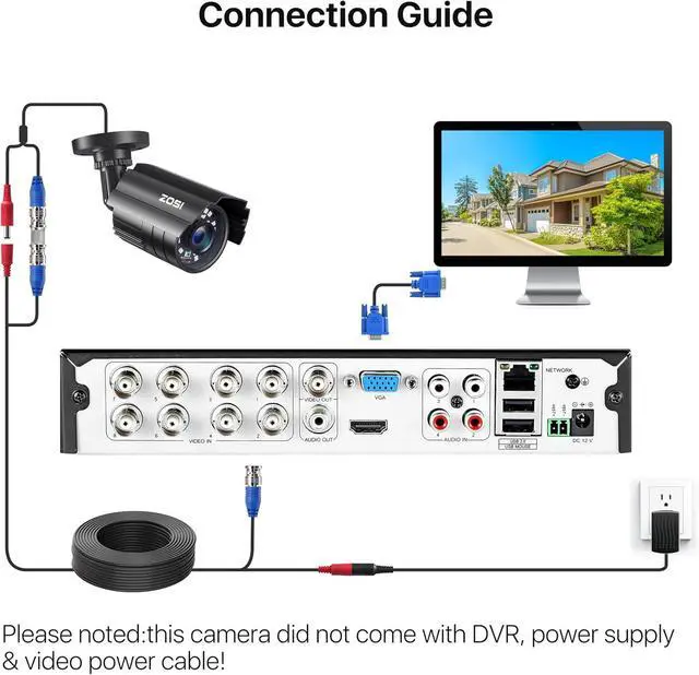 Alt view image 5 of 7 - ZOSI 1080P HD TVI Security Camera 2-Pack, Black & White Bullet Cameras for Home Office Surveillance