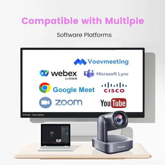 Alt view image 7 of 7 - All-in-One PTZ 4K Conference Room Camera System with Bluetooth Speakerphone 12X Optical Zoom HDMI Wide View Angle Lens Works with Zoom Webex for Large Meeting Room