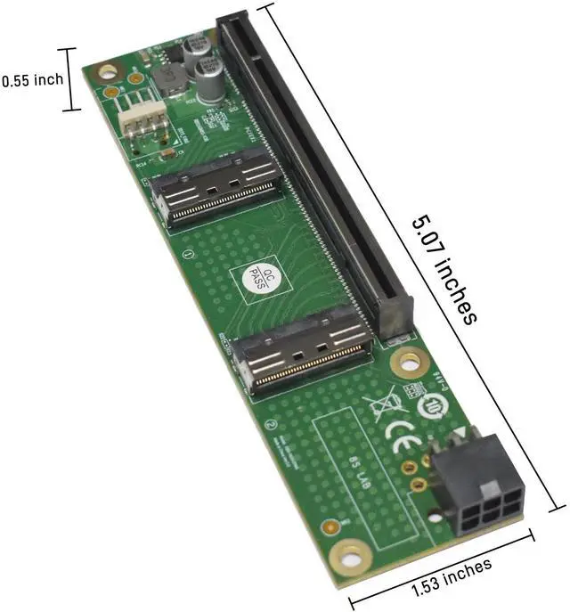 Alt view image 2 of 5 - LetLinkSo Gen5 MCIO 8i to PCIe x16 Adapter, dual MCIO x8 to PCIe Female Card with 6 Pin GPU Power Port for Flexible Slot Extension
