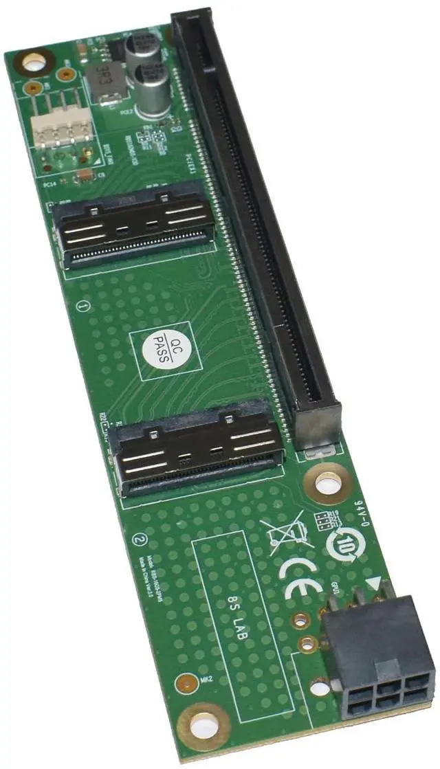 Alt view image 3 of 5 - LetLinkSo Gen5 MCIO 8i to PCIe x16 Adapter, dual MCIO x8 to PCIe Female Card with 6 Pin GPU Power Port for Flexible Slot Extension