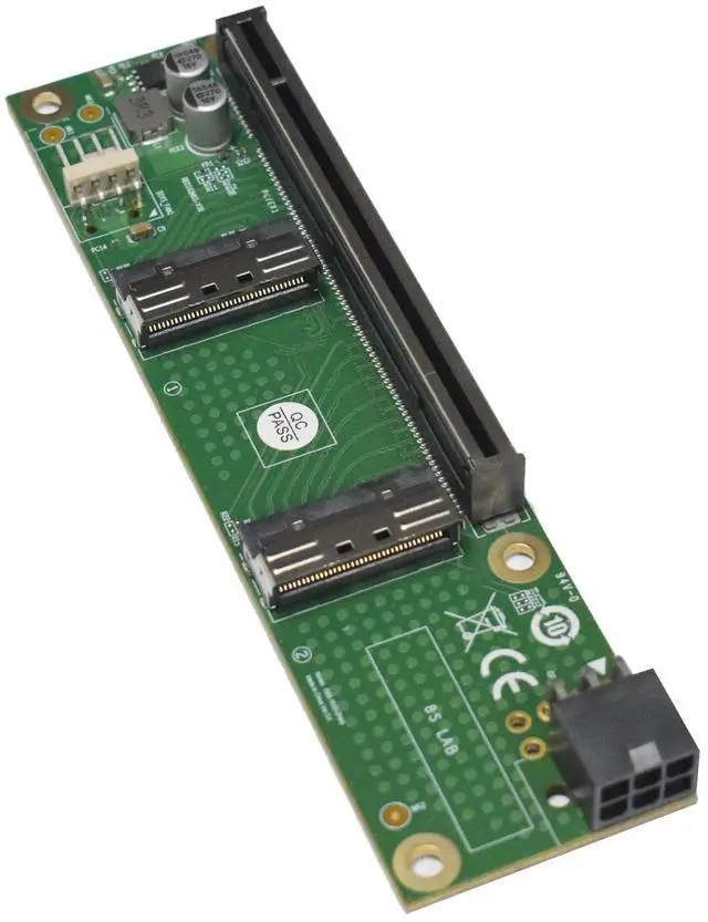 Alt view image 4 of 5 - LetLinkSo Gen5 MCIO 8i to PCIe x16 Adapter, dual MCIO x8 to PCIe Female Card with 6 Pin GPU Power Port for Flexible Slot Extension