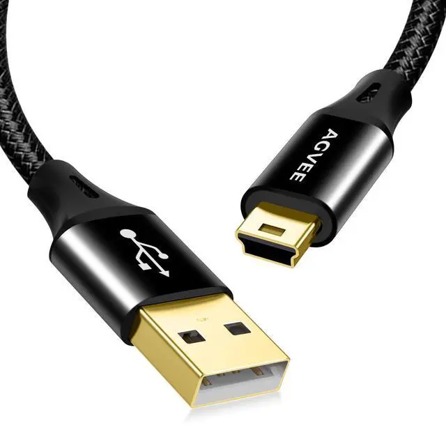Alt view image 8 of 13 - 2 Pack 6.6ft Mini USB Cable Braided Durable USB-A to Mini-B Charger Charging Cord for TI-84 Garmin GPS Go-Pro Hero 4 3 2 HD PS3 Controller Canon Camera Blue Yeti Microphone Black