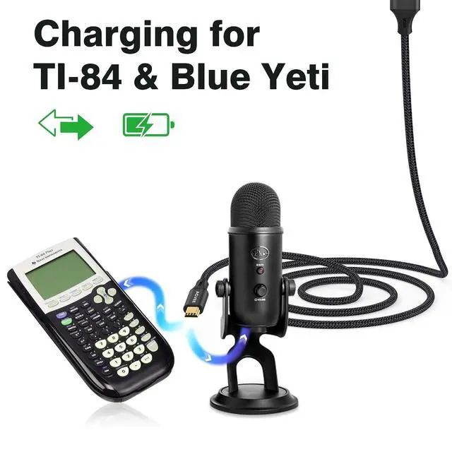 Alt view image 10 of 13 - 2 Pack 6.6ft Mini USB Cable Braided Durable USB-A to Mini-B Charger Charging Cord for TI-84 Garmin GPS Go-Pro Hero 4 3 2 HD PS3 Controller Canon Camera Blue Yeti Microphone Black