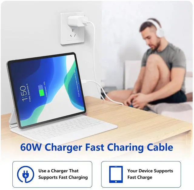 Alt view image 11 of 14 - USB-C to USB-C Cable Long for iPhone 6ft+10ft 60w PD Rapid Type-C Charger for iPhone 17/16/15 Series/ Pro/Air/Mini Fast Charge Cord for Galaxy S26/S25/S24/S23/S22/S21