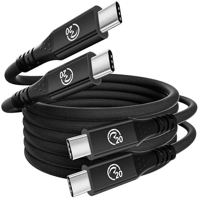 Alt view image 8 of 14 - Flexible USB C to USB C 3.2 Gen 2x2 Cable 6.6FT 2Pack 20Gbps Long USBC High Speed Data Transfer Cable 5K/4K Video Type-C Monitor Cord 240W PD for iPhone 16 Dock SSD