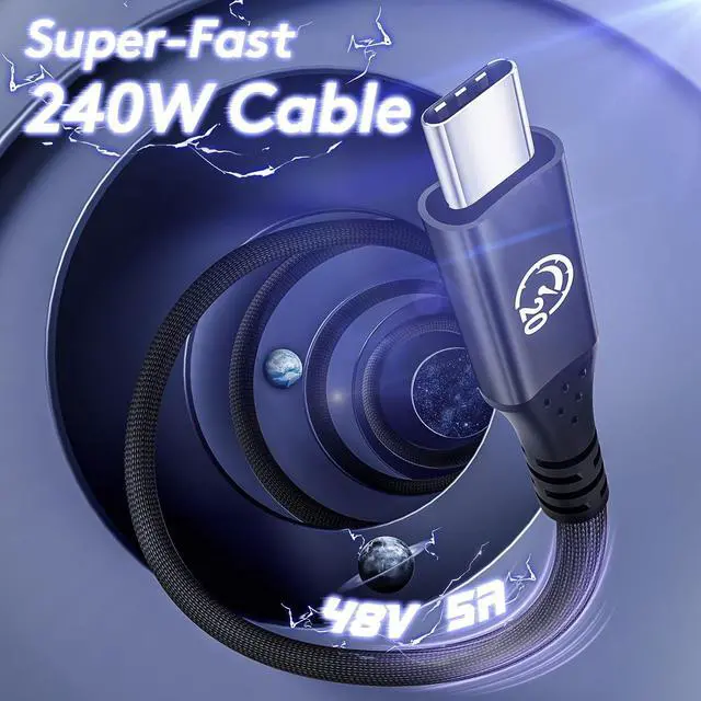 Alt view image 9 of 14 - Flexible USB C to USB C 3.2 Gen 2x2 Cable 6.6FT 2Pack 20Gbps Long USBC High Speed Data Transfer Cable 5K/4K Video Type-C Monitor Cord 240W PD for iPhone 16 Dock SSD