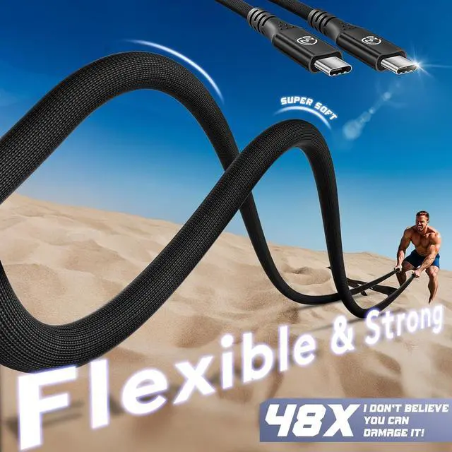 Alt view image 10 of 14 - Flexible USB C to USB C 3.2 Gen 2x2 Cable 6.6FT 2Pack 20Gbps Long USBC High Speed Data Transfer Cable 5K/4K Video Type-C Monitor Cord 240W PD for iPhone 16 Dock SSD