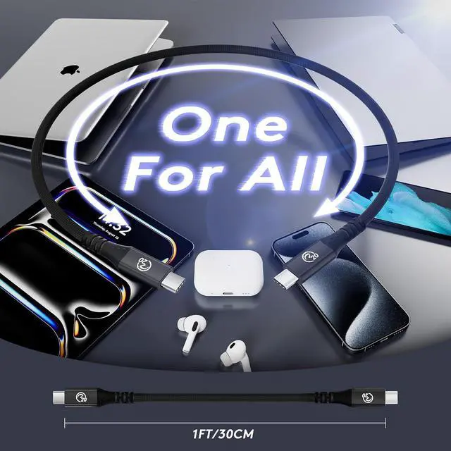 Alt view image 14 of 14 - Flexible USB C to USB C 3.2 Gen 2x2 Cable 6.6FT 2Pack 20Gbps Long USBC High Speed Data Transfer Cable 5K/4K Video Type-C Monitor Cord 240W PD for iPhone 16 Dock SSD