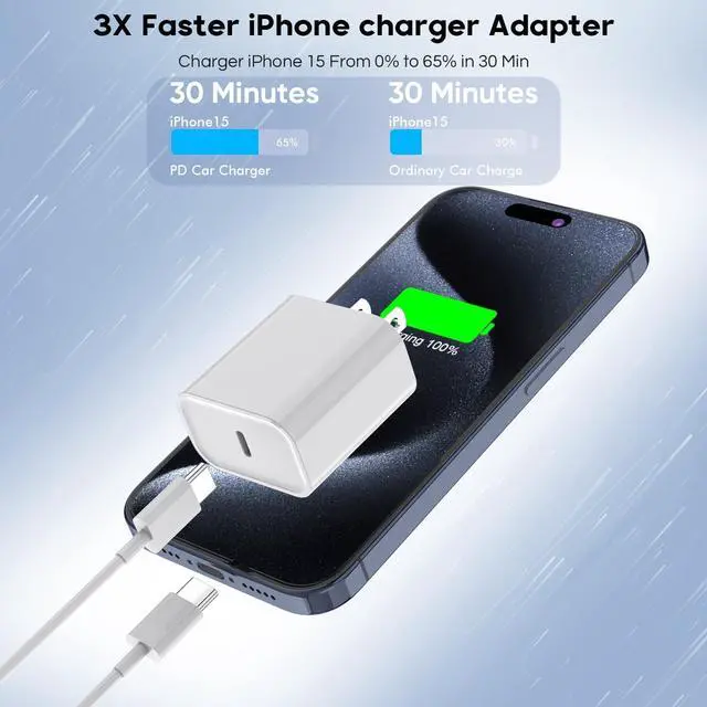 Alt view image 9 of 14 - 10FT iPhone 17 Charger Fast Charging 20W USBC Fast Charger Block Adapter with 10Feet Long USB C to USB C Cable Cord Compatible with iPhone17 Pro Max/17 Pro/17 Air/16e/16Pro/15ProMax Pro/Air/Mini