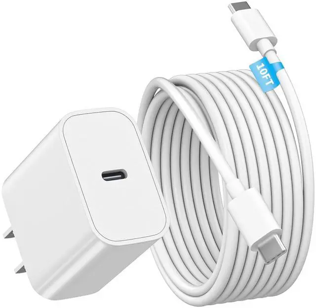 Alt view image 8 of 14 - 10FT iPhone 17 Charger Fast Charging 20W USBC Fast Charger Block Adapter with 10Feet Long USB C to USB C Cable Cord Compatible with iPhone17 Pro Max/17 Pro/17 Air/16e/16Pro/15ProMax Pro/Air/Mini