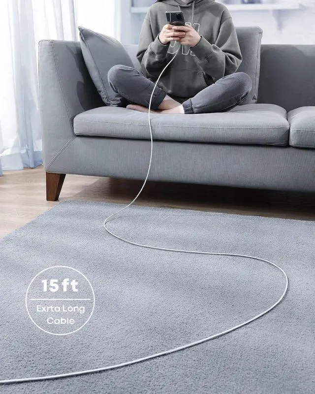Alt view image 13 of 14 - 12Ft USB C Cable Long USB A to USB C Cable Fast Charging Premium TPE USB A to Type C Charger Cord for iPhone 16 15 Pro Max Plus Galaxy S25 S24 S23 Ultra S23+ Pixel Moto etc. White