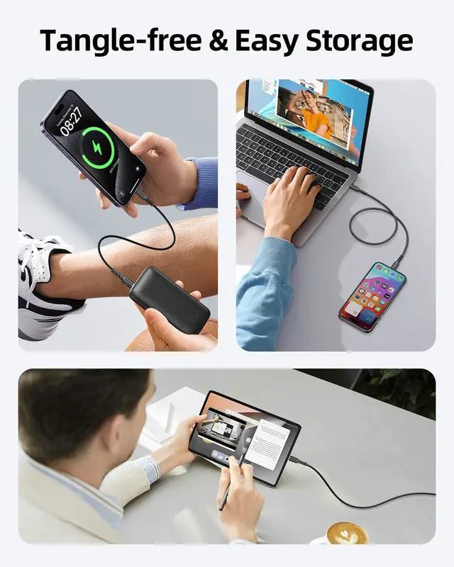 Alt view image 8 of 8 - USB C to USB C Cable 1.5FT 5Pack Short 18inch USB-C 60W Fast Charging Cords for iPhone 15 16 for Galaxy S25 S24 S23 Air 2020 Pro Power Bank and Other Type c Devices